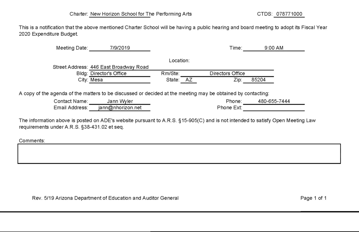 A form that is written in english and has some information.