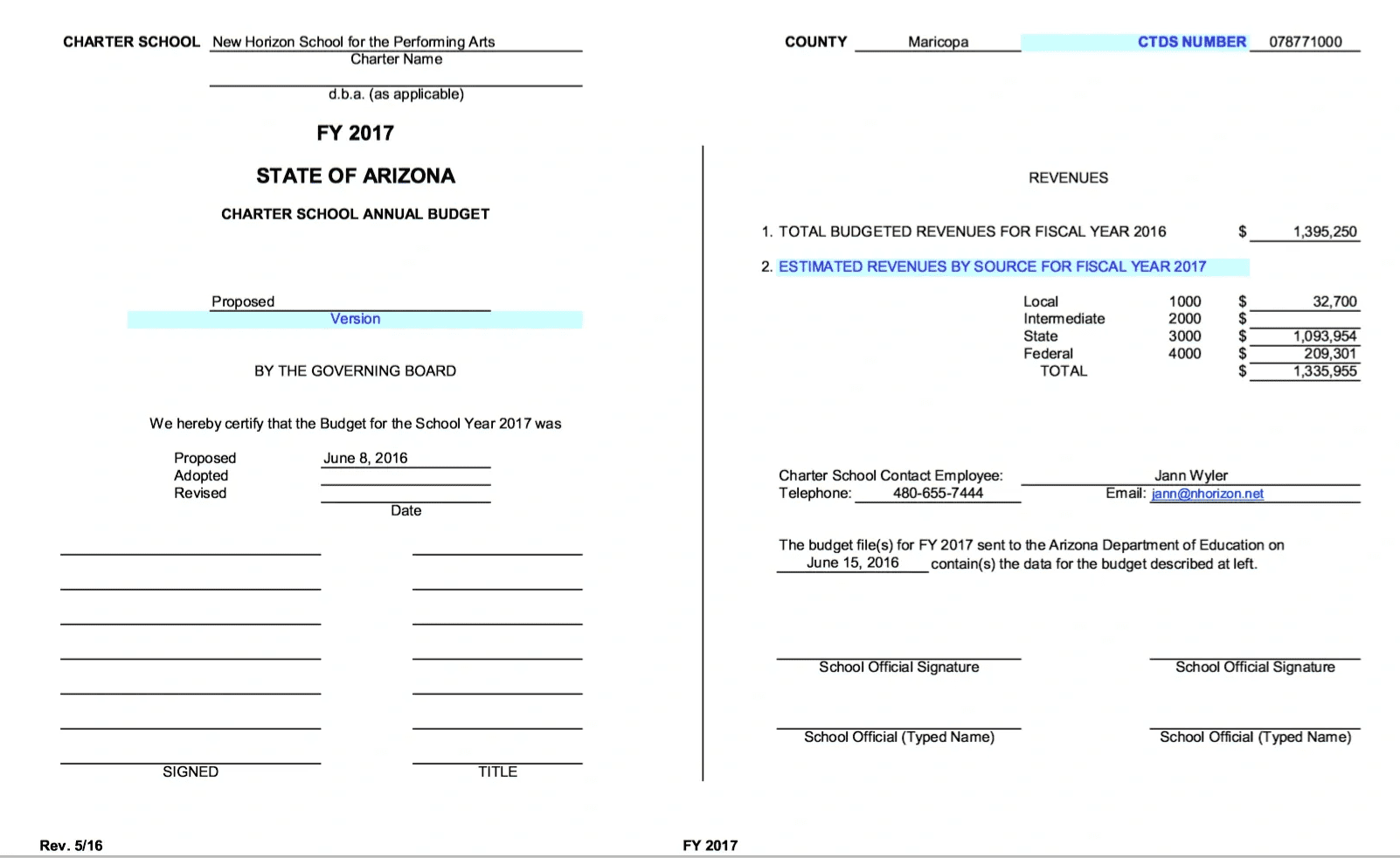 A page of the state of arizona form for an employee.