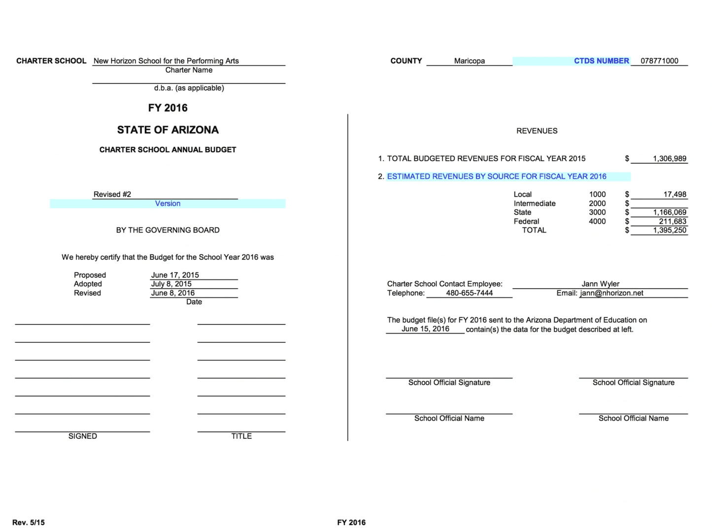 A page of the arizona school board 's annual report.