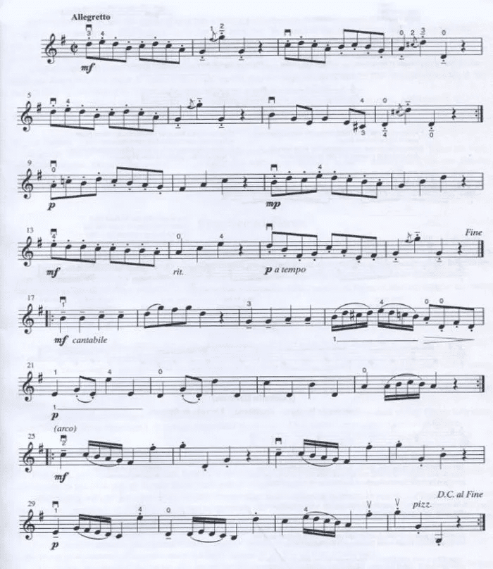 A sheet music page with several notes and numbers.