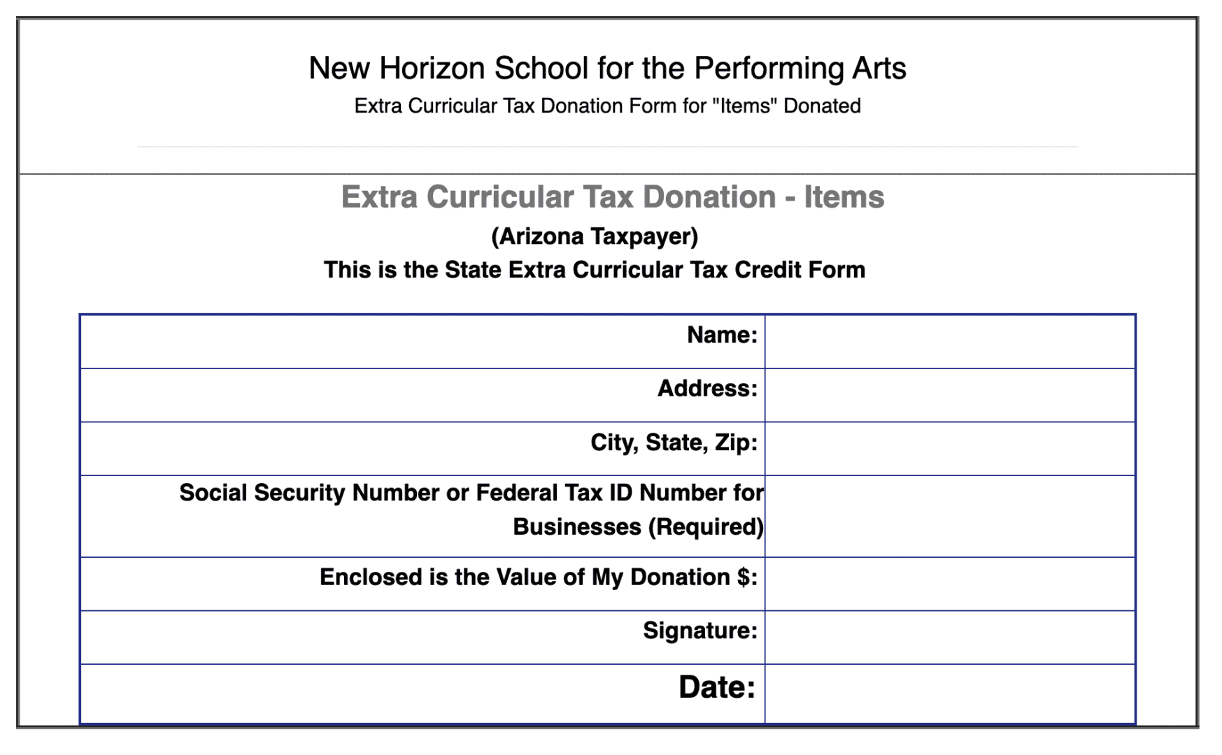 A form that has some type of information on it.