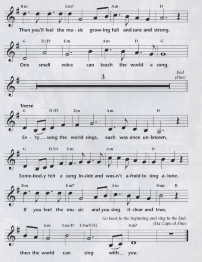 A sheet music with several different musical notes.