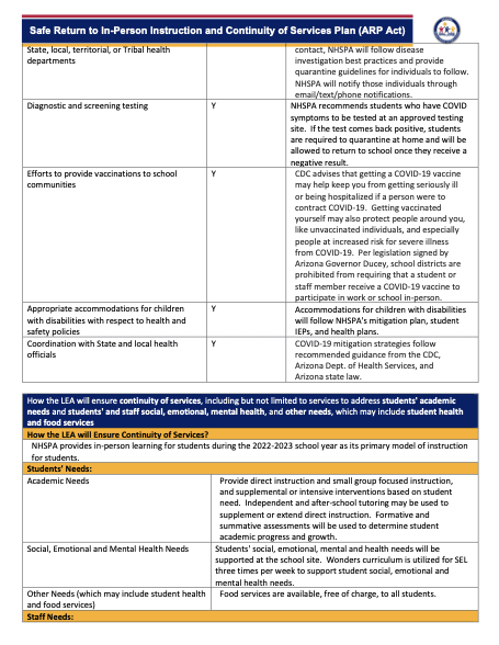 A page of the medical device information sheet.