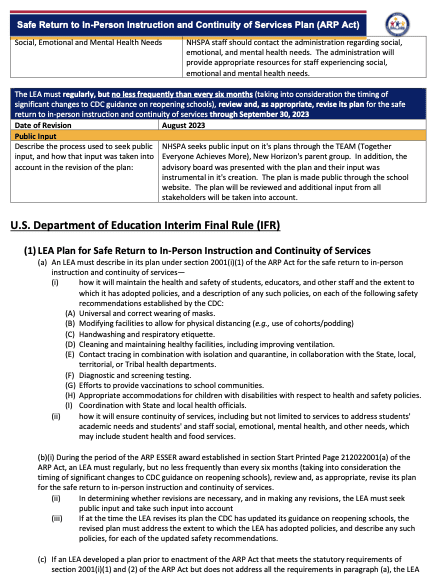 A page from the department of education 's food rule.