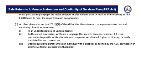 A slide with instructions for the instruction and continuity of services plan.